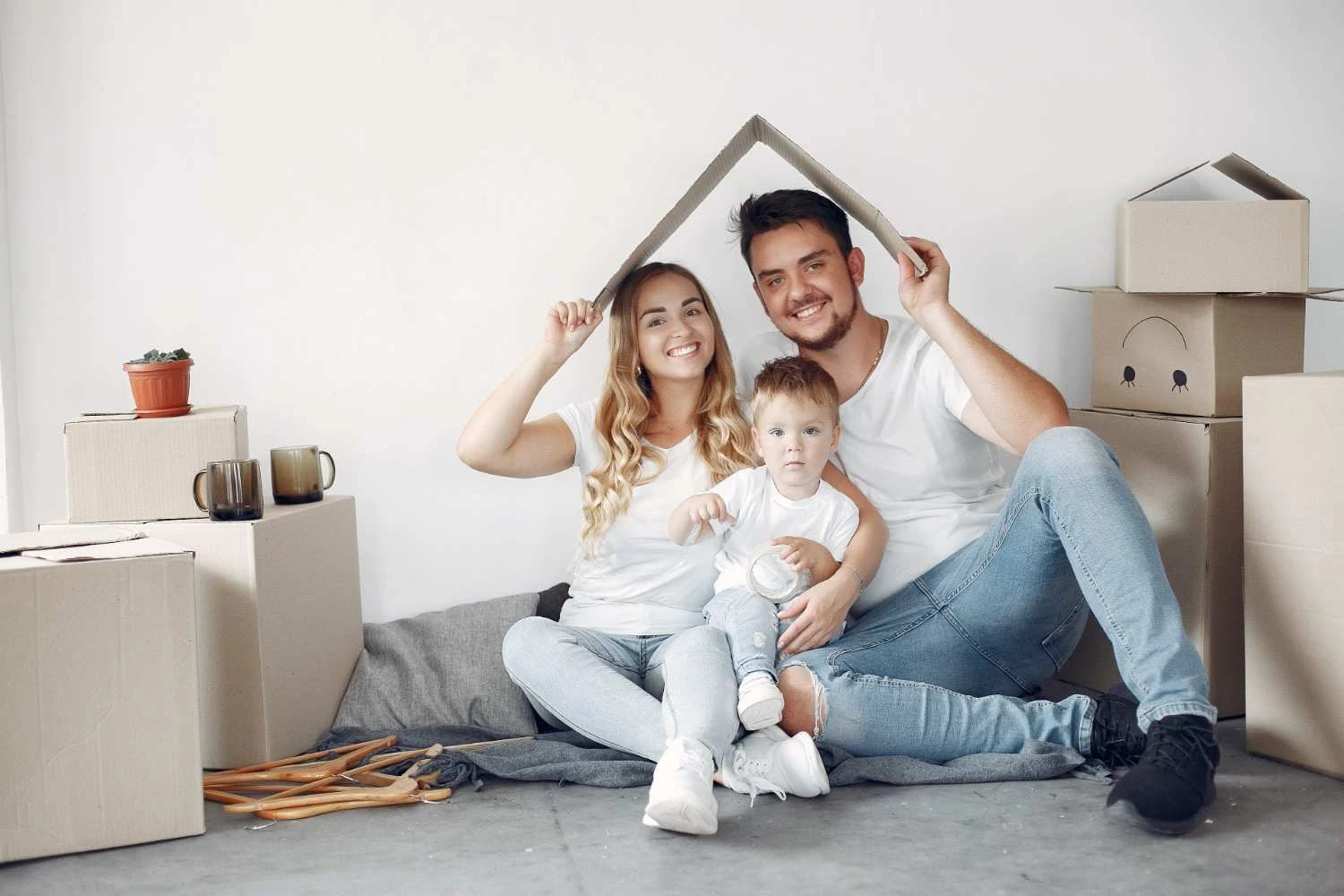 Family in new home